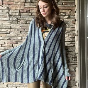 Free people shark bite blue striped sweater m